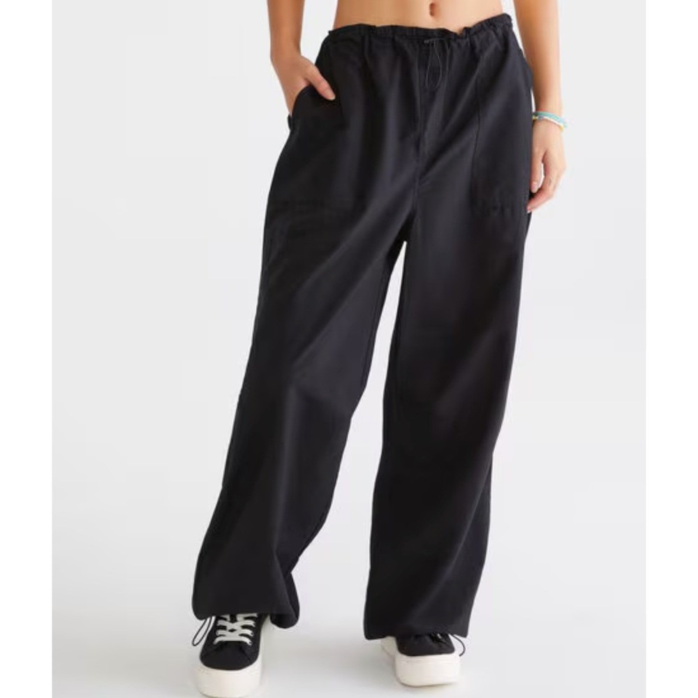 Aeropostale Womens Brown Parachute Pants Wide Leg Baggy Utility Style 9805 Small